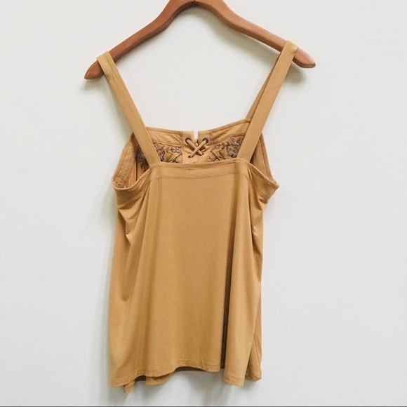 American Eagle Yellow Embroidered Lace Up Tie Tank, Size Small - Picture 4 of 8